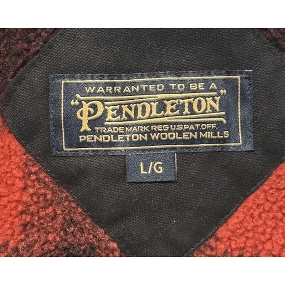 Pendleton Dry Goods Chore Jacket L Black Canvas Fleece Blanket Lined Insulated - Picture 14 of 16